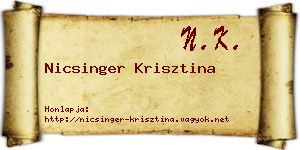 Nicsinger Krisztina névjegykártya